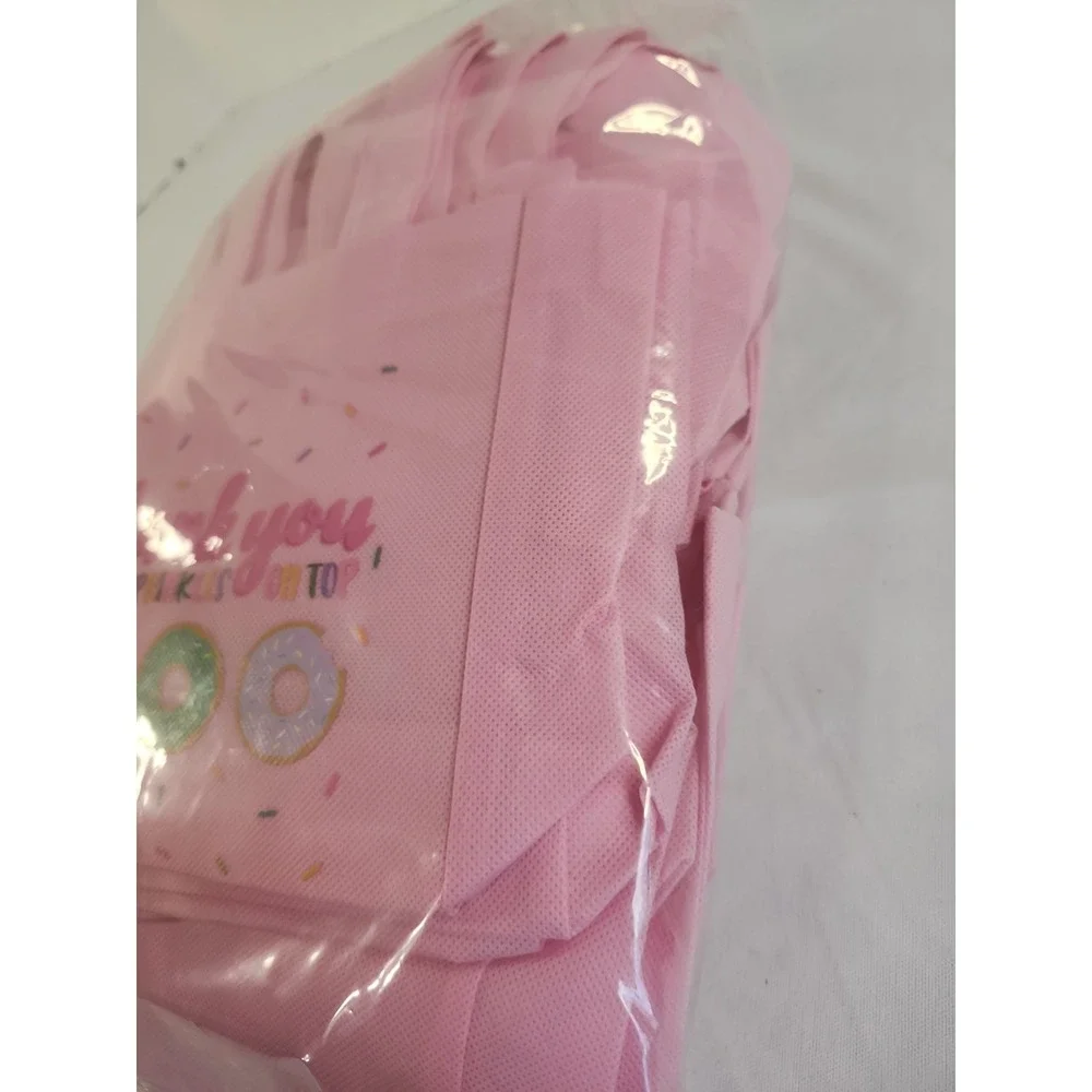 Set Of 31 Thank You Bags W/‎ Handles Dounts & Sprinkles Pink